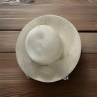 White Wide Brim Straw Formal Dress Hat W  Flower   Netting  One Size