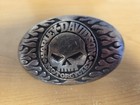 Rare Mod Harley Davidson Sterling Silver Willie G Skull Flames Belt Buckle 100g
