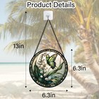 Stained Glass Window Hanging  Lily Of The Valley Flower Butterfly Suncatcher    