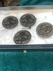4 Antique Victorian Metal Floral Button Art Nouveau 1 1 4   