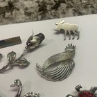 Lot Of 11 Vintage - Modern Brooch Pins Silver Tone Mix
