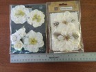 New Lot 4 Pkg Prima 1 Petaloo Large White Feather Paper Flowers  35