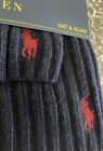 Polo Ralph Lauren Classic Ribbed Hat And Scarf Set Navy Blue Red Horse Nwt