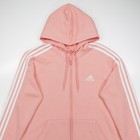Adidas Women s Pocket Essentials 3 Stripes Full Zip Fleece Hoodie Pink Size L