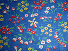 Vtg Feedsack Fabric Full Open Windmills Daisies Tulips Blue Background 36 5x46 