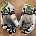 Maverik Max Lacrosse Gloves  13 Full Finger Padded Adj Wrist Strap White maroon