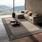 Hand-tufted Modern Carpet Wool Area Rug Living Room Beige - Black Stripe Border