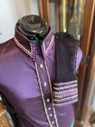 Western Purple Sheer Stretch Taffeta Hidden Zipper Retro Horse Show Day Shirt