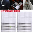 16x16  White Cotton Men Handkerchiefs Hanky Pocket Square Hankie Lot Set Vintage