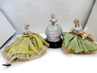 Lot Of 3 Antique  Half Boudoir Dolls Pin Cushion Dolls Art Deco Wax Porcelain