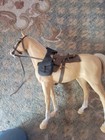 Vintage 1967 Marx Thunderbolt Palomino Horse  saddle W Accessories Johnny West 