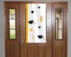 Congrats Grad White  Black   Gold Graduation Vinyl Door Banner