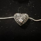 Sterling Silver Cz Marcasite Heart Necklace With Bracelet Gift Set 16 In Chain