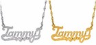 Personalized 18k Gold Silver Script Any Name Plate Necklace Diamond Cut Pendant