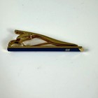 Givenchy Vintage 4g Logo Blue Enamel Gold Tone Tie Clip Authentic