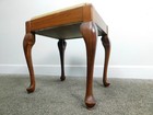 Exc 1950s Antique Queen Anne Mahogany Singer Sewing Storage Stool Padded Bench