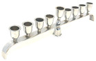 Shiny Silver Jewish Hanukkah Menorah   Shabbat Candle Holder Judaica Judaism 