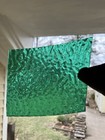 Antique Queen Anne Stained Glass Window Panel Piece Green Hue Textured Privacy