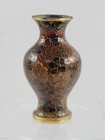 Oriental Cloisonne Vase Brown Floral   Leaves 3 25  Miniature Vintage 