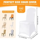 100 Pcs White Polyester Spandex Chair Covers - Stretch Slipcovers For Wedding   