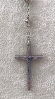 Vintage Silver Toned Heart Bead Rosary Catholic Crucifix Jesus Italy  read 