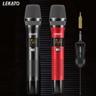 Lekato Uhf Wireless Microphone Cordless Metal Dual Handheld Dynamic 25 Channels