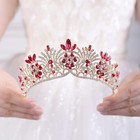 Rhinestone Crystal Princess Bridal Wedding Tiara Crown For Women  red 