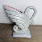 Vintage Mcm Gonder Pottery Swan Vase planter Blue With Pink Art Deco