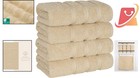 Luxury Cotton Hand Towel Set 4 Pieces 16x28 Beige Absorbent Spa Bathroom