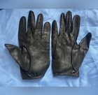 Men s Black Leather Driving Gloves L Breathable Perforated Wrist Length
