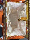 Vintage Folding Knitting Sewing Caddy Yarn Bag With Wood Frame