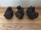 See Hear Speak No Evil Wood Carved Monkeys 4    Tall Set If 3 Antique Vtg