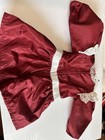 American Girl Burgundy Satin Doll Dress W  White Ribbon  samantha 