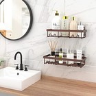  Shower Caddy Shelf Organizer Rack  Self Adhesive Black Bathroom Shelves Bronze