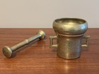 Antique Heavy Solid Brass Mortar And Pestle Large Pharmacy Apothecary