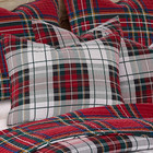 - Spencer Plaid Quilted King Sham  36x20in   - Christmas Tartan Plaid - Red  Gre