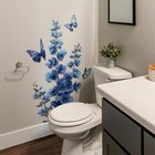Blue Flower Butterfly Wall Stickers   Daisy Peony Violets Floral Art Wall 