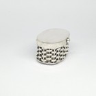 Oval Pill Box On Sterling Silver With Woven Border - Mexican - 151