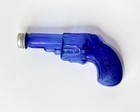 Vintage Revolver Pistol Gun Figural Blueglass Candy Shaker Cont  Bottle W  Cap