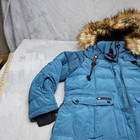 Canada Weathergear Jacket Women Xl Blue Insulated Fur Trim Heavy Winter Parka