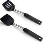 Set Of 2  Silicone Spatula Turner For Nonstick Cookware  Mixed 2 Pack  Black 