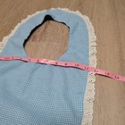 Vintage Handmade Prarie Style Blue Apron Gingham Pinafore Lace Trim Pockets