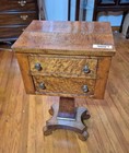 Antique Curly  Tiger   Birdseye Maple  Two Drawer Stand Handcrafted Legs