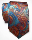 New Classic Paisley Blue Red Gold Jacquard Woven Silk Men s Tie Necktie