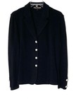 St  John Basics Black Wool Stretch Knit Blazer Jacket Diamond Crystal Buttons 6