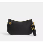 Coach Loop Bag Charm With Key Chain key Ring In Leather brass black Cx204 Nwt