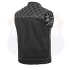 Hl11693sptwht White Black Men Cross Stitch Club Leather Vest