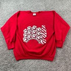 Vintage Christmas Sweatshirt Womens Xl Red Santa Claus Ugly Sweater 90s  