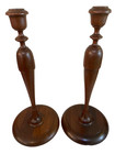 A Pair Of Large 18    Antique 19th Century Turned English Wood Candle Holders