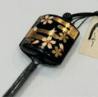 Antique Japanese Inro With Cherry Blossom Black Netsuke